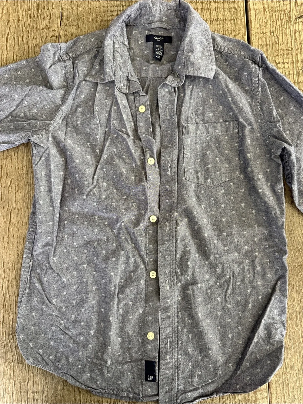 GAP Men's Gray Palm-Print Lightweight Shirt Jacket